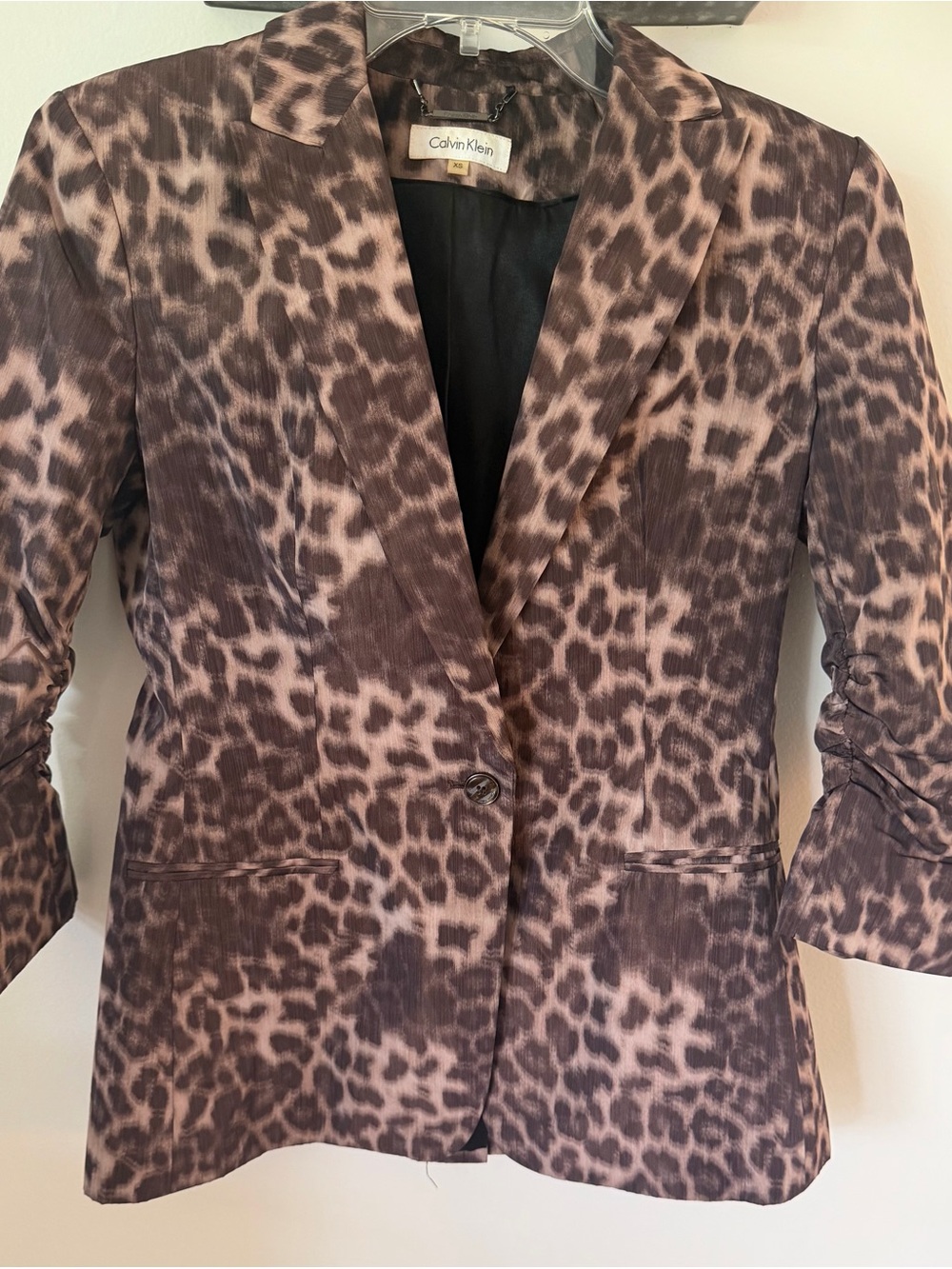 Calvin Klein Women's Leopard-Print Blazer in Brown and Cream